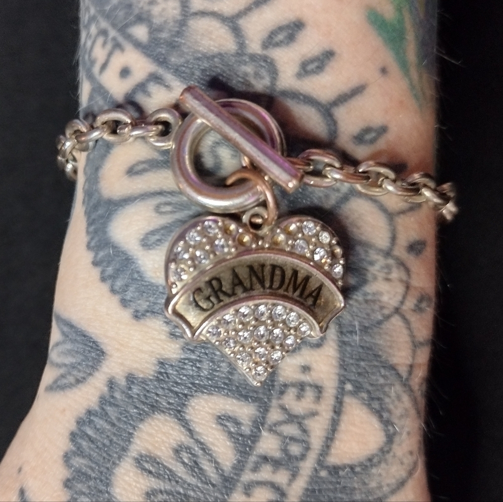 Silver Grandma Heart Charm Bracelet